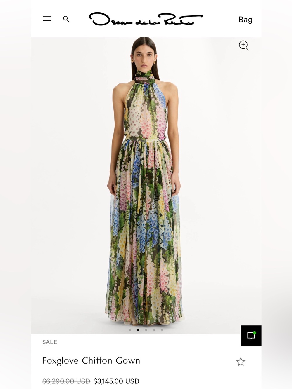 NWT Oscar de la Renta Multicolor Floral Chiffon Dress
